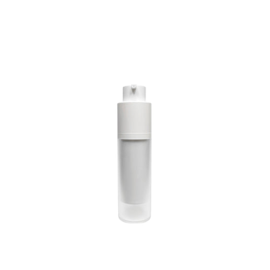 1 oz (30 ml) White Frosted Cylinder Twist Airless Lotion Pump - World of Aromas