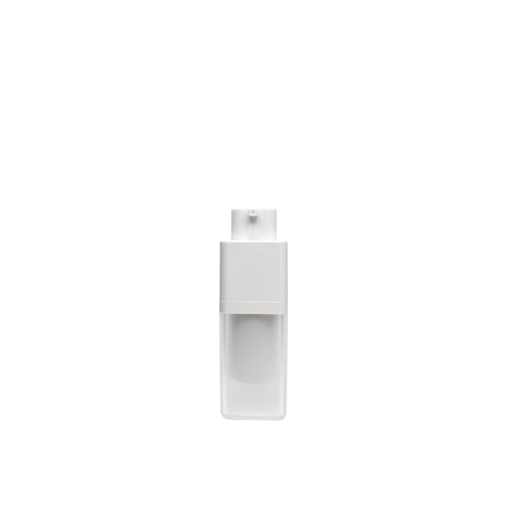 0.5 oz (15 ml) White Frosted Rectangular Twist Airless Lotion Pump - World of Aromas