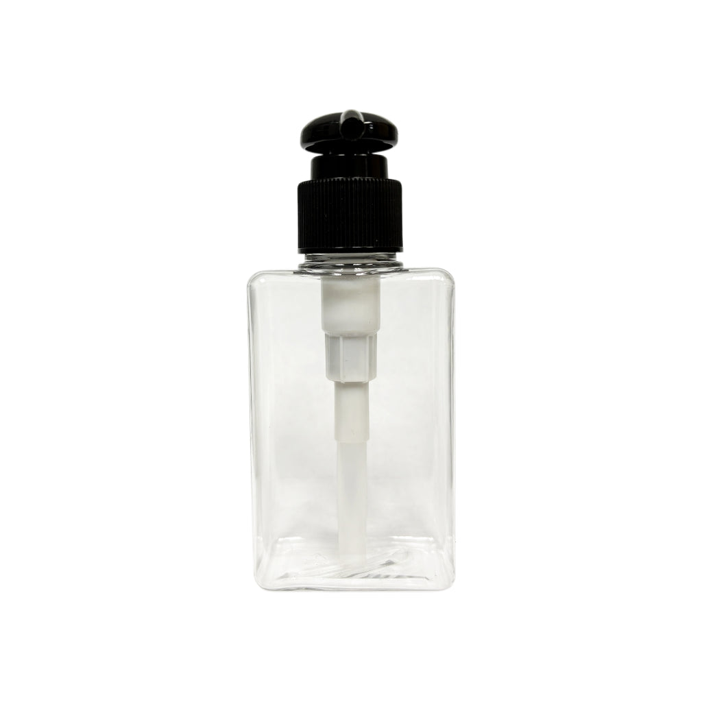 3.4 oz (100 ml) Clear PET Rectangular Lotion Bottle with Black Pump - World of Aromas