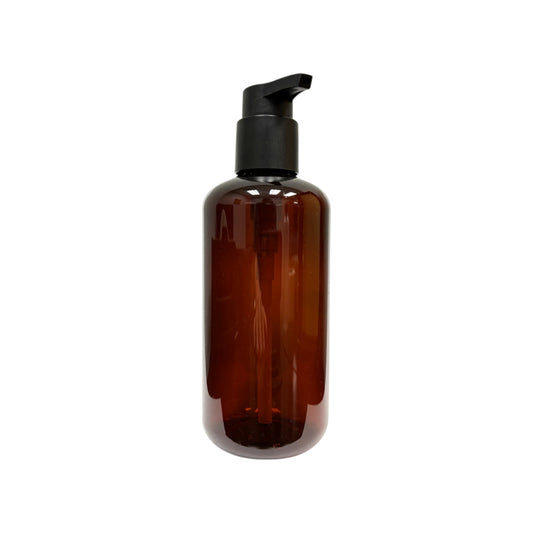 17 oz (500 ml) Amber PET Boston Round Lotion Bottle with Black Pump - World of Aromas