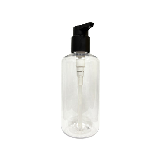 17 oz (500 ml) Clear PET Boston Round Lotion Bottle with Black Pump - World of Aromas