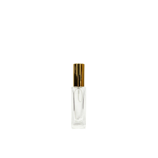 1 oz (30 ml) Clear Glass Rectangular Perfume Bottle with Gold Sprayer - World of Aromas