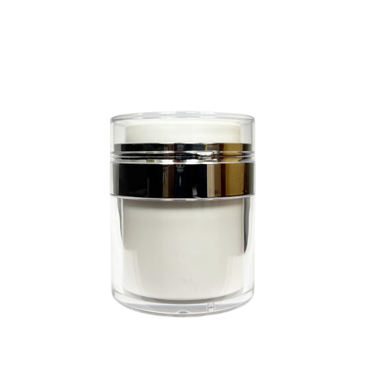 1.7 oz (50 ml) Silver Lotion Dispensing Jar - World of Aromas