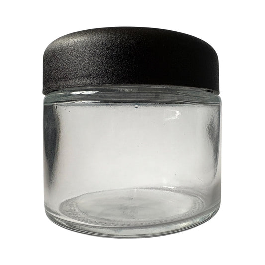 2 oz (60 ml) Clear Glass 48-400 Jar with Black Dome CRC Lid - World of Aromas