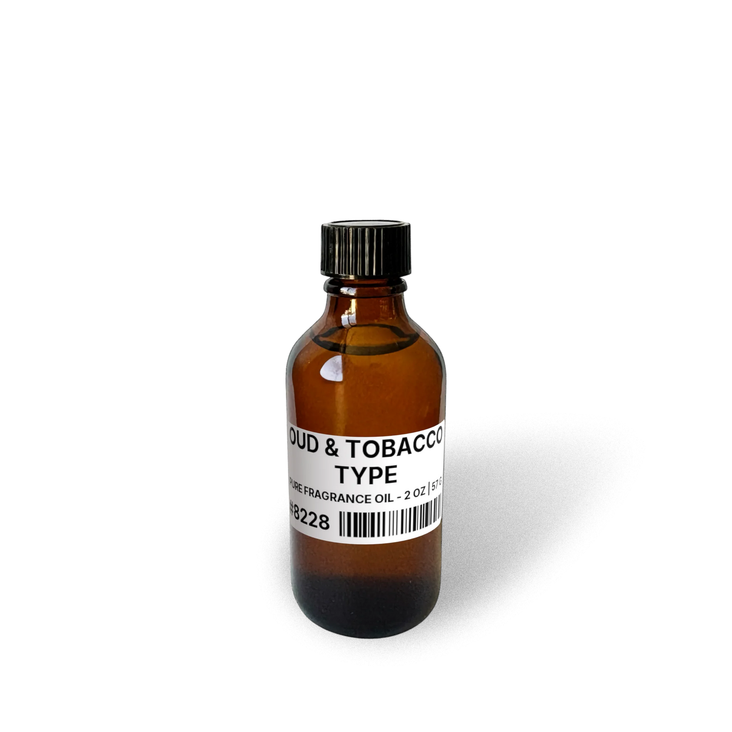 Oud & Tobacco Type Pure Fragrance Oil - 2 oz | 57 g bottle image showing Pure Fragrance Oil in 2 oz size. Fragrance product bottle photo for Oud & Tobacco Type Pure Fragrance Oil - 2 oz | 57 g.