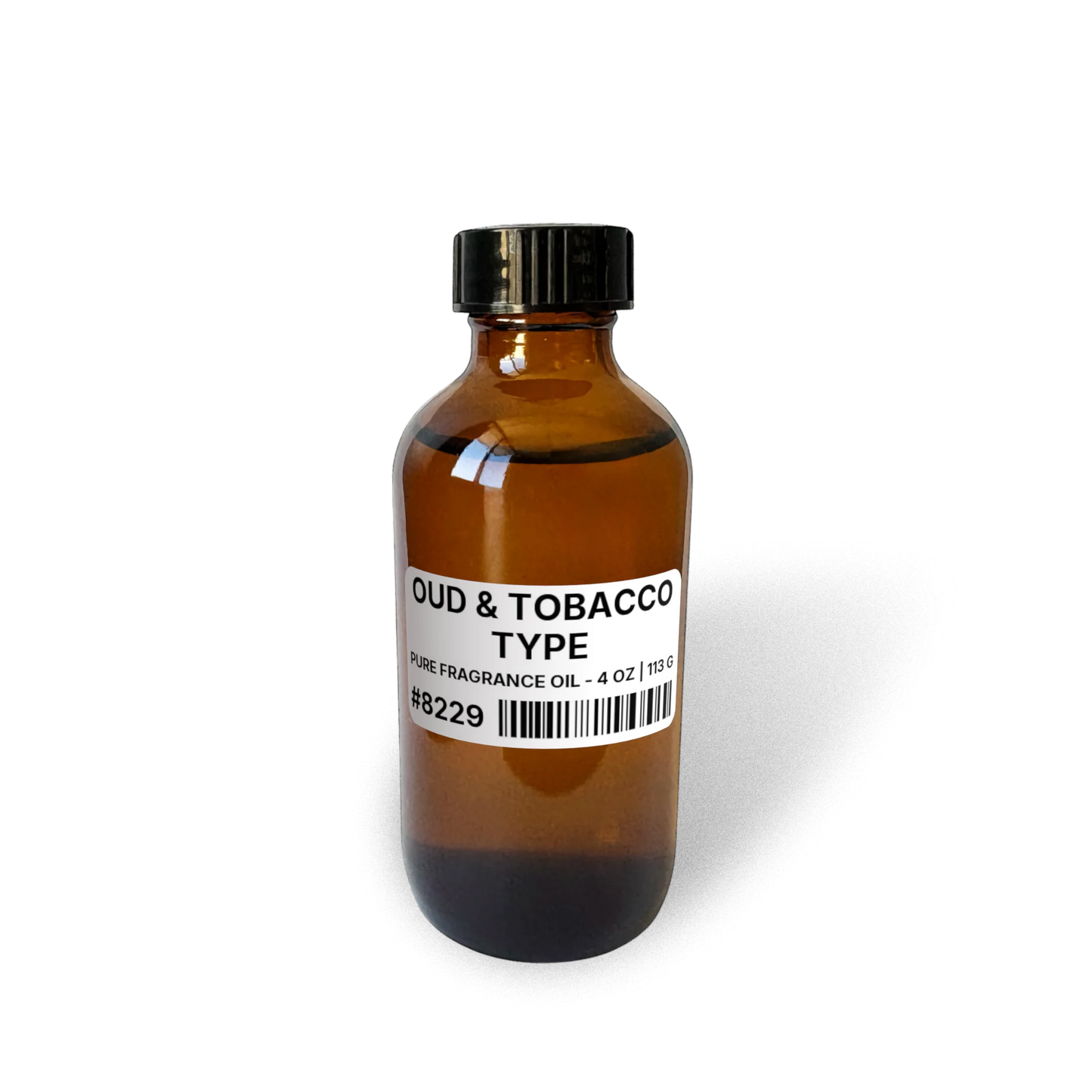 Oud & Tobacco Type Pure Fragrance Oil - 4 oz | 113 g bottle image showing Pure Fragrance Oil in 4 oz size. Fragrance product bottle photo for Oud & Tobacco Type Pure Fragrance Oil - 4 oz | 113 g.