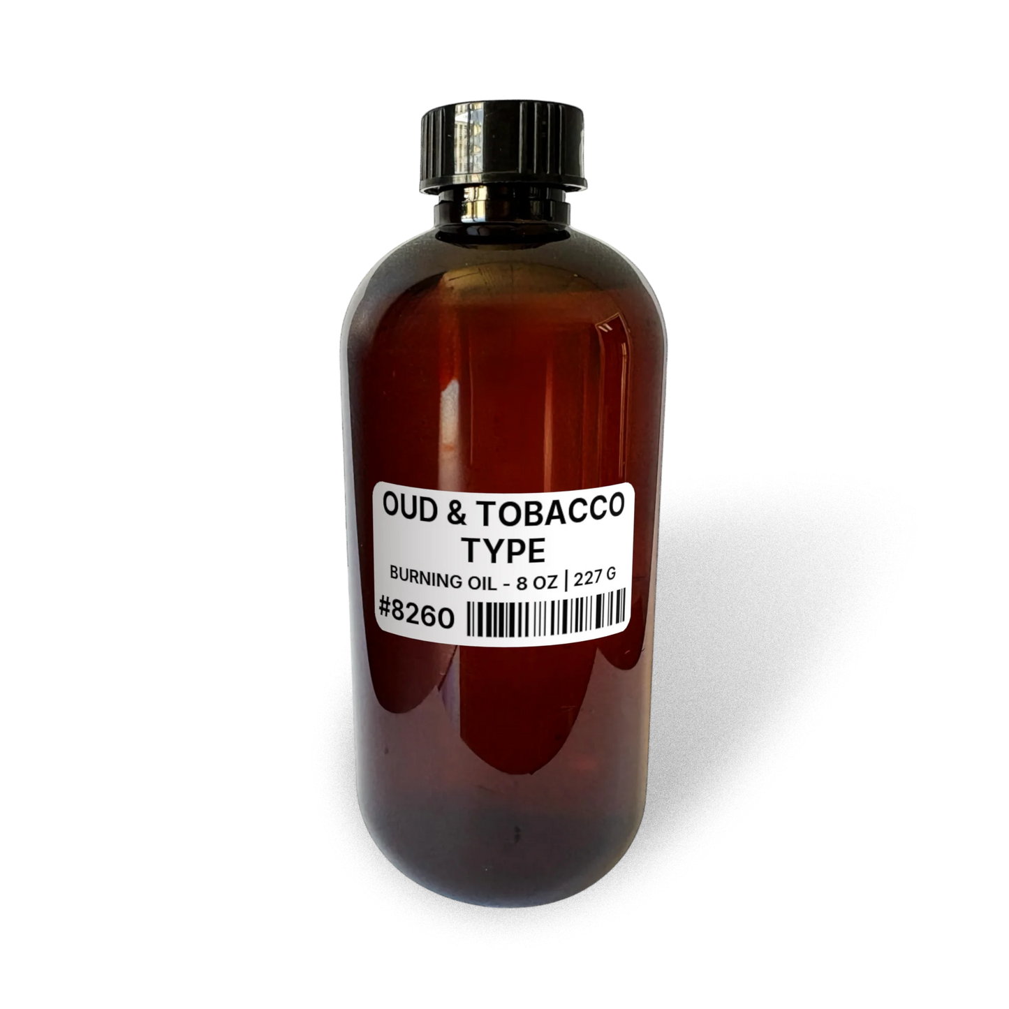 Oud & Tobacco Type Burning Oil - 8 oz | 227 g bottle image showing Burning Oil in 8 oz size. Fragrance product bottle photo for Oud & Tobacco Type Burning Oil - 8 oz | 227 g.