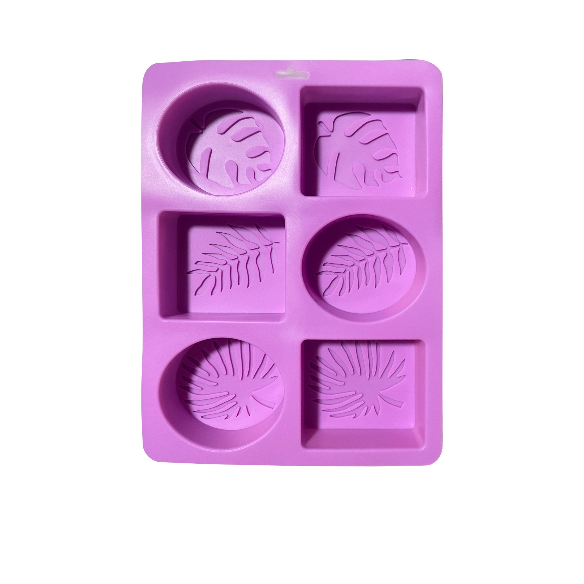 Purple Rectangular 4-Cavity Tree Pattern Silicone Soap Mold