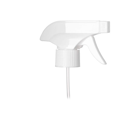 White Ribbed Skirt 28-410 Trigger Sprayer with 225mm Dip Tube - World of Aromas