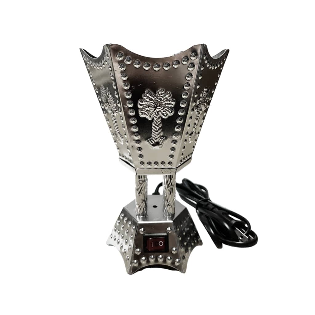 Silver Hexagonal Bakhoor Incense Burner - World of Aromas