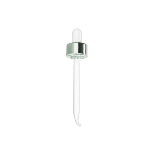 (2 oz) Silver 20-400 Dropper with 86 mm Bent Glass Pipette - World of Aromas