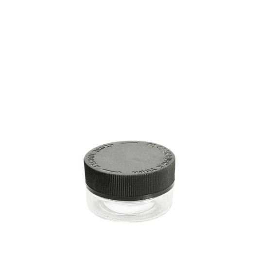 1 oz (30 ml) Clear Glass Jar with Black Ribbed Skirt CRC Lid - World of Aromas