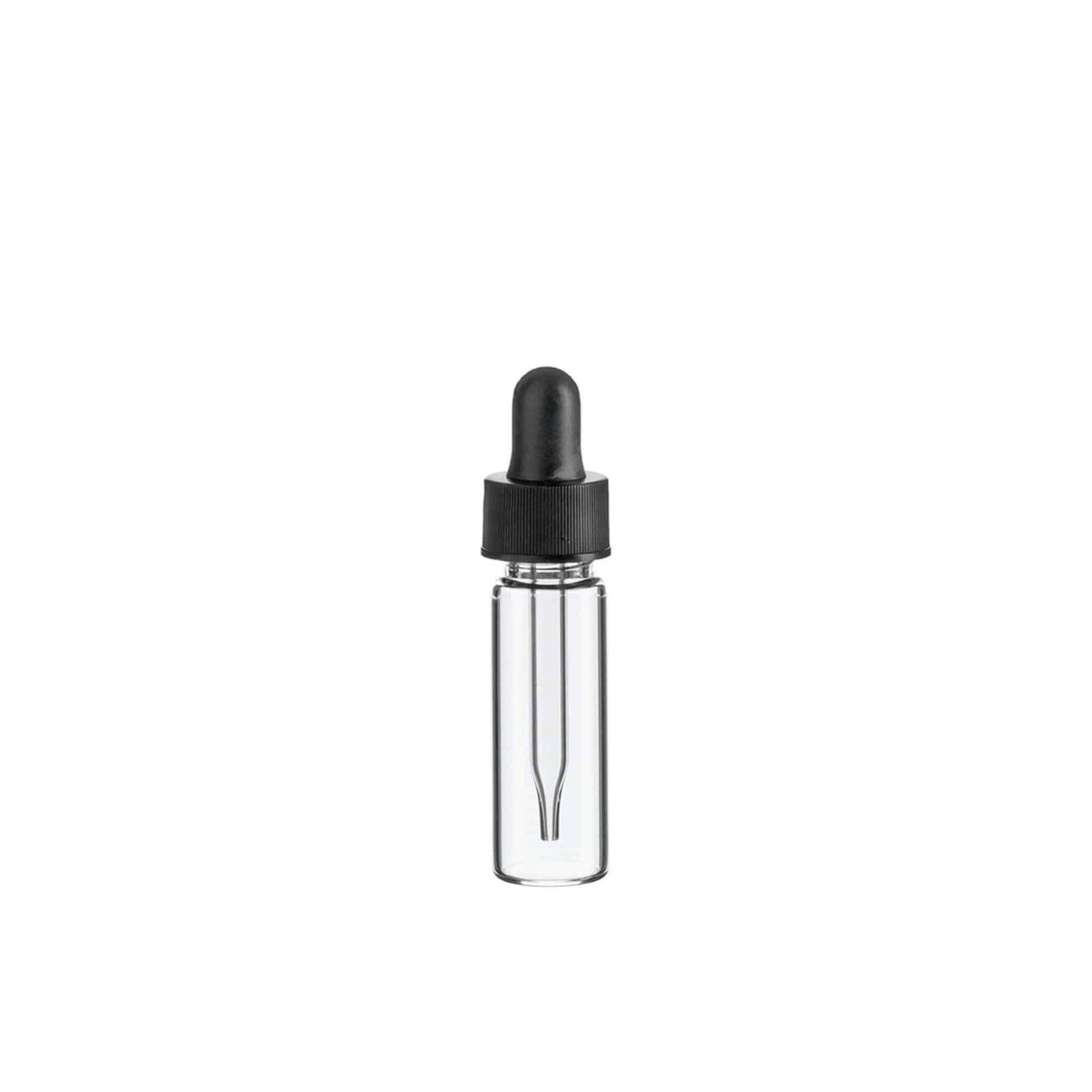 1 Dram (1/8 oz | 4 ml) Clear Glass Vial with Black Dropper - World of Aromas