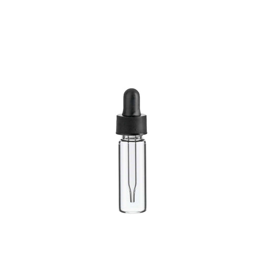 1 Dram (1/8 oz | 4 ml) Clear Glass Vial with Black Dropper - World of Aromas