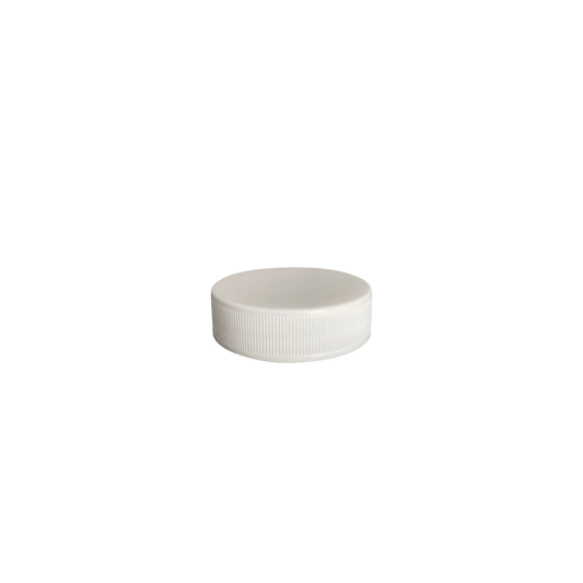 White PP Plastic 38-400 Ribbed Skirt Lined Lid - World of Aromas