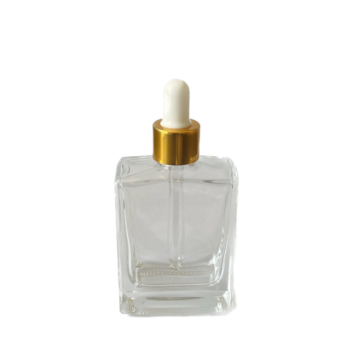50 ml Clear Glass Serum Bottle with Gold Dropper - World of Aromas