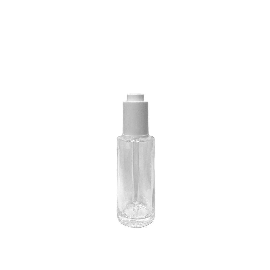 1.7 oz (50 ml) Clear Glass Cylinder Bottle with White Dropper - World of Aromas