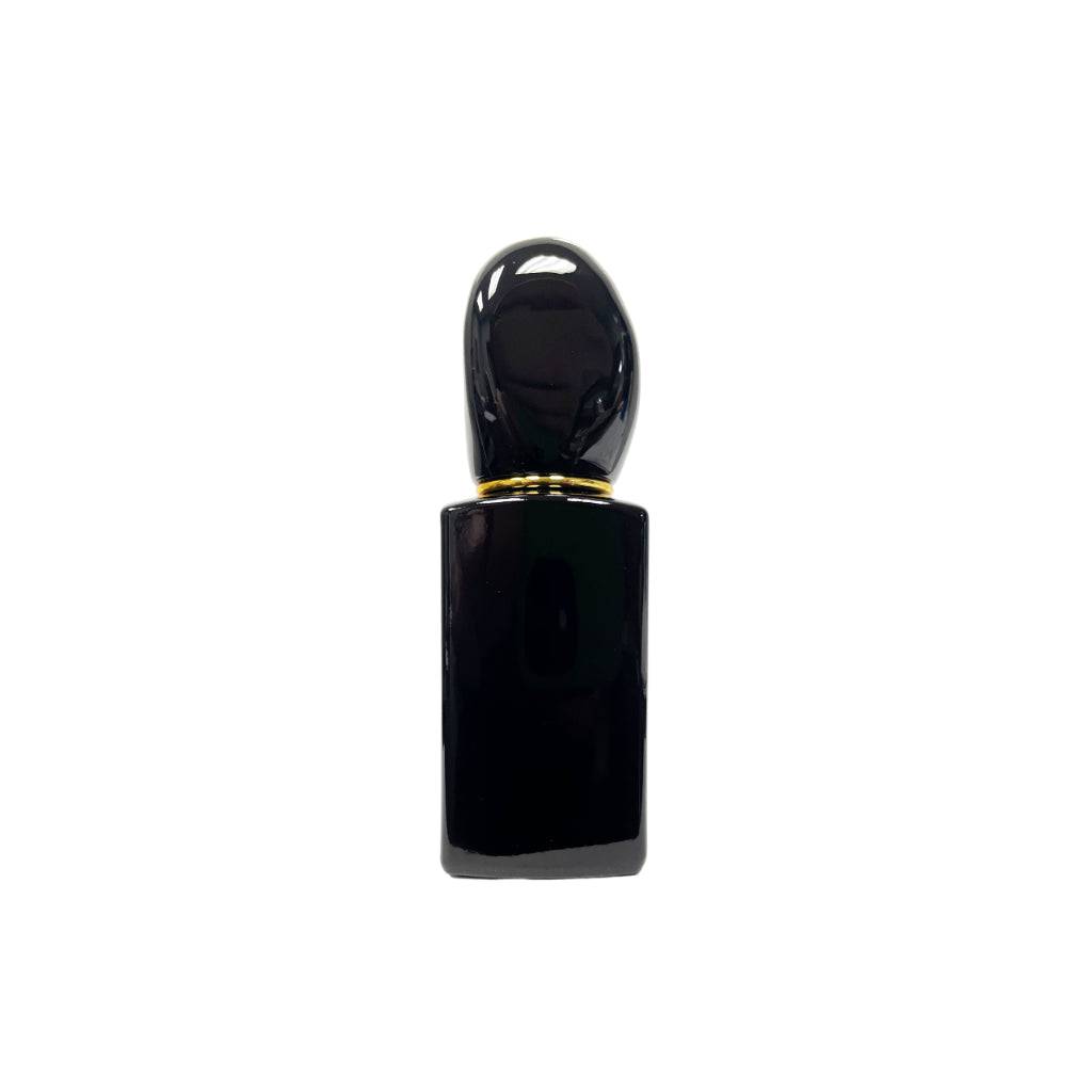 1 oz (30 ml) Black Glass Square Bottle with Black Stone Cap - World of Aromas