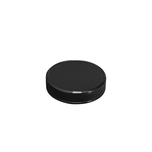 Black PP Plastic 53-400 Ribbed Skirt Foam Lined Lid - World of Aromas