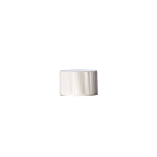 White PP Plastic 28-410 Ribbed Skirt Foam Lined Cap - World of Aromas