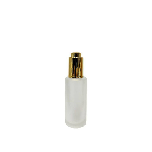1.7 oz (50 ml) Frosted Clear Glass Cylinder Bottle with Gold Dropper - World of Aromas