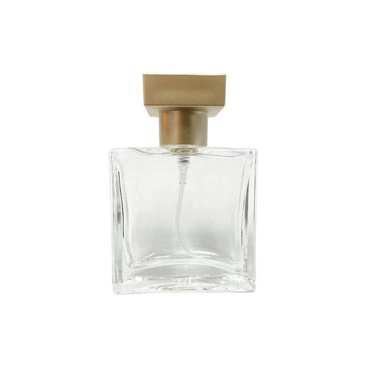 30 ml Clear Glass Square Perfume Bottle with Metal Square Cap - World of Aromas