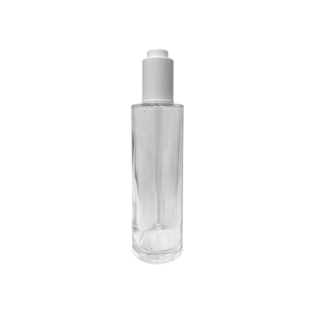 4 oz (120 ml) Clear Glass Cylinder Bottle with White Dropper - World of Aromas