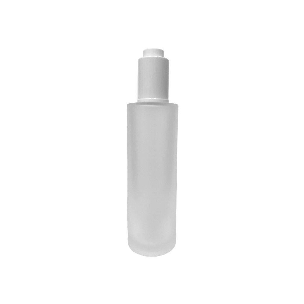 4 oz (120 ml) Frosted Clear Glass Cylinder Bottle with White Dropper - World of Aromas