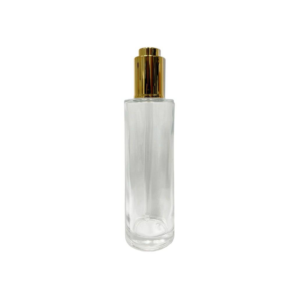 4 oz (120 ml) Clear Glass Cylinder Bottle with Gold Dropper - World of Aromas
