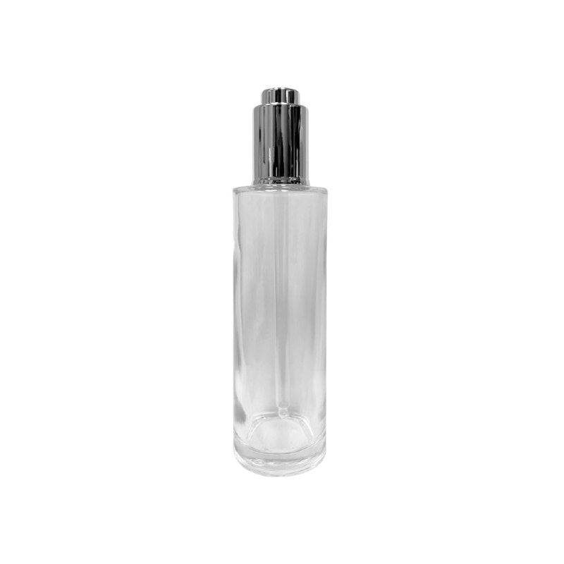 4 oz (120 ml) Clear Glass Cylinder Bottle with Silver Dropper - World of Aromas