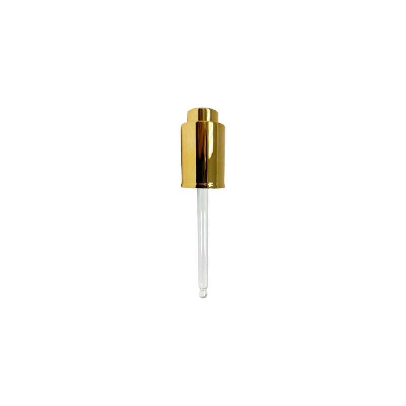 (1.7 oz | 50 ml) Gold Skirt 20-400 Push Button Serum Dropper with 91 mm Glass Pipette - World of Aromas