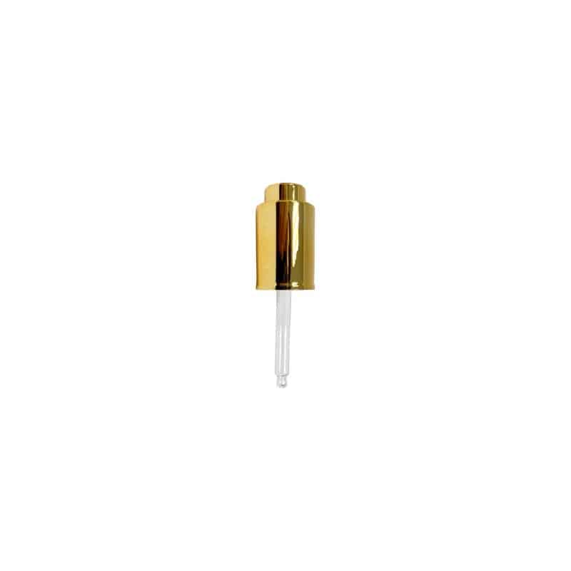 (1 oz | 30 ml) Gold Skirt 20-400 Push Button Serum Dropper with 65 mm Glass Pipette - World of Aromas