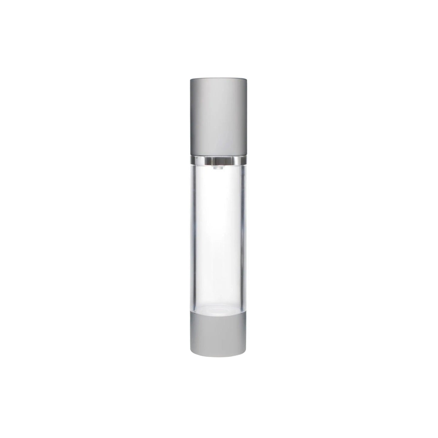 50 ml Silver Aluminum Clear AS Plastic Airless Pump Bottle - World of Aromas