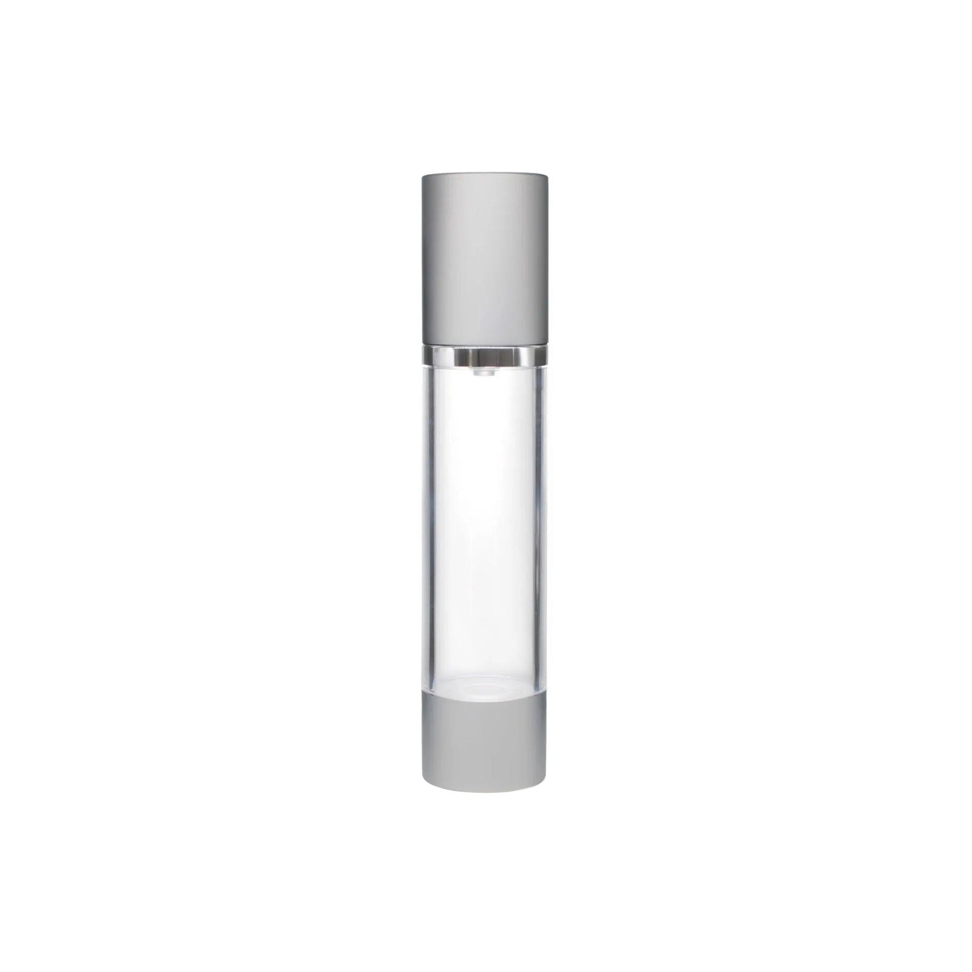 50 ml Silver Aluminum Clear AS Plastic Airless Pump Bottle - World of Aromas