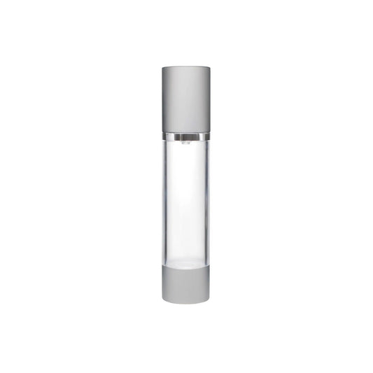 50 ml Silver Aluminum Clear AS Plastic Airless Pump Bottle - World of Aromas