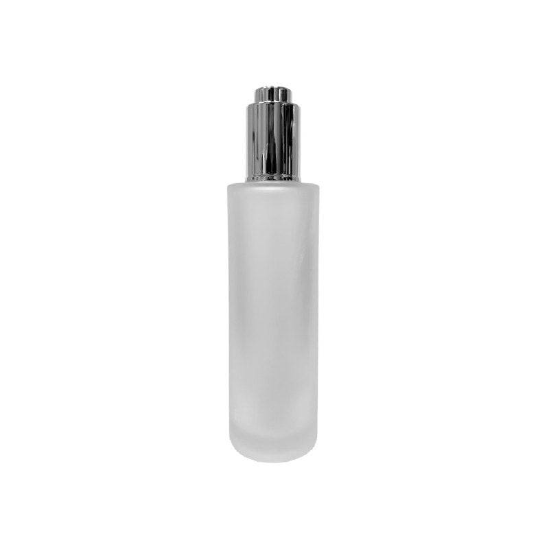 4 oz (120 ml) Frosted Clear Glass Cylinder Bottle with Silver Dropper - World of Aromas