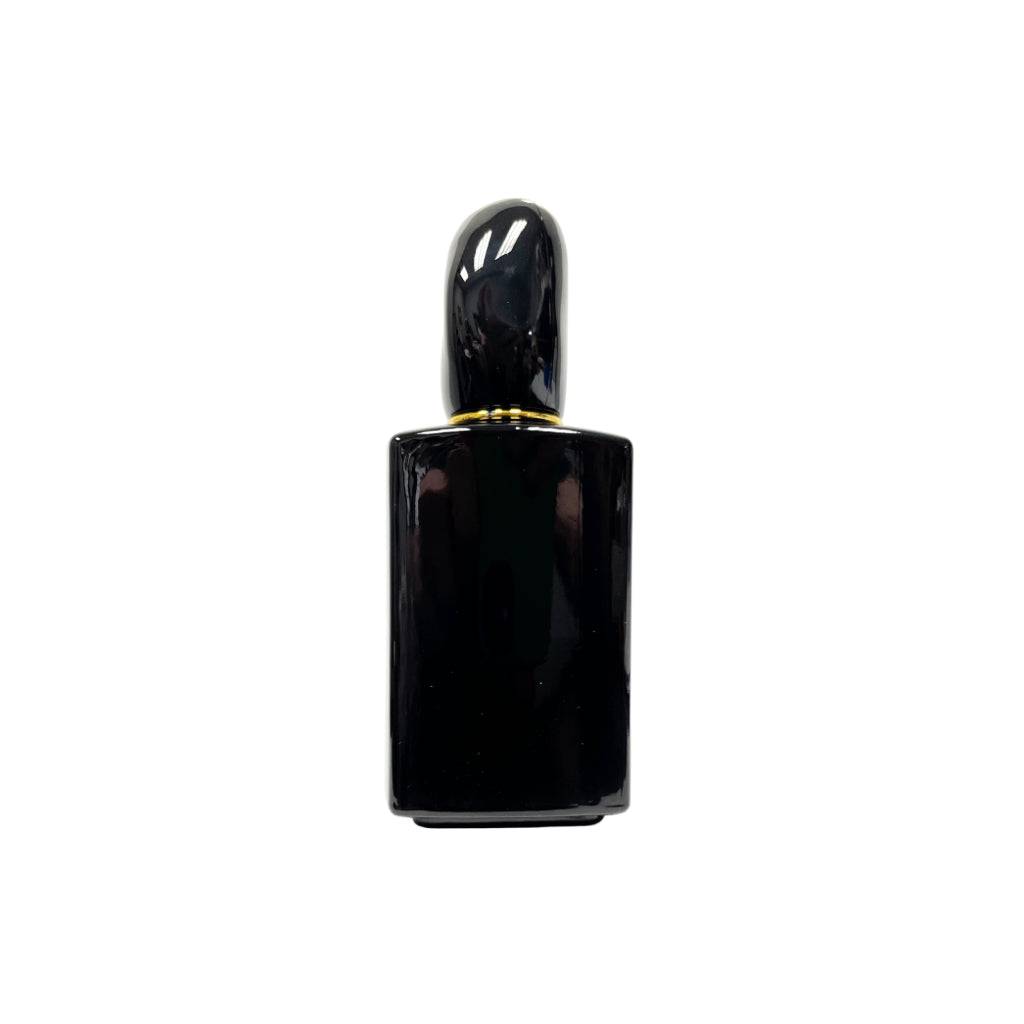 1.7 oz (50 ml) Black Glass Square Bottle with Black Stone Cap - World of Aromas