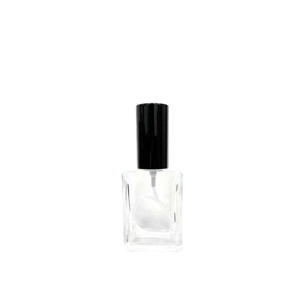 1 oz (30 ml) Clear Glass Rectangular Perfume Bottle With Black Lipstick Sprayer - World of Aromas