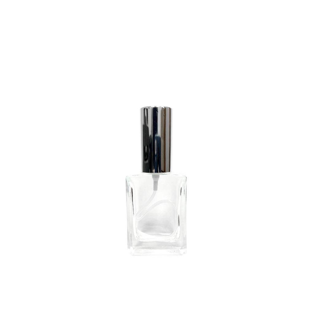 1 oz (30 ml) Clear Glass Rectangular Perfume Bottle With Silver Lipstick Sprayer - World of Aromas