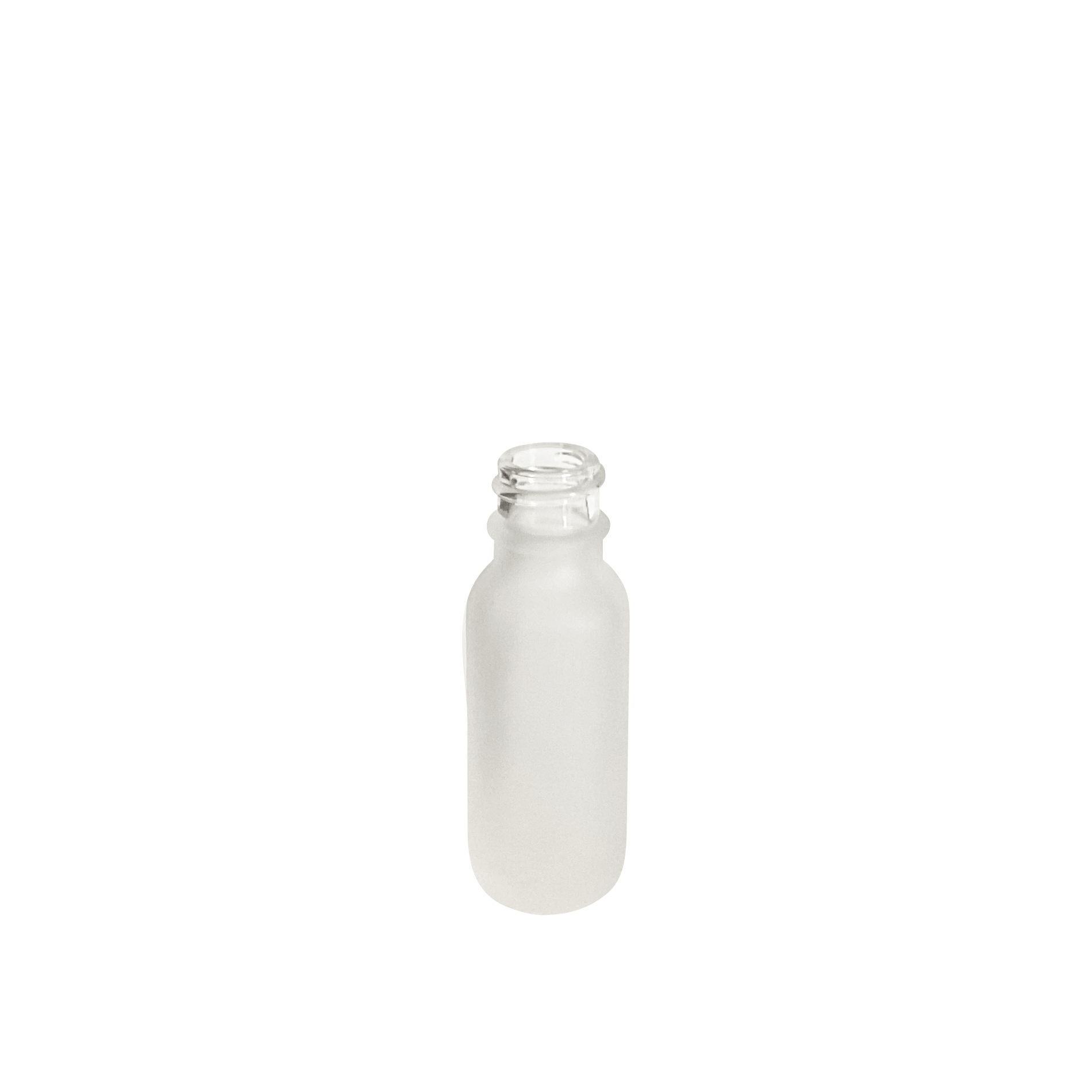 0.5 oz (15 ml) Frosted Clear Glass Boston Round 18-400 Bottle - World of Aromas