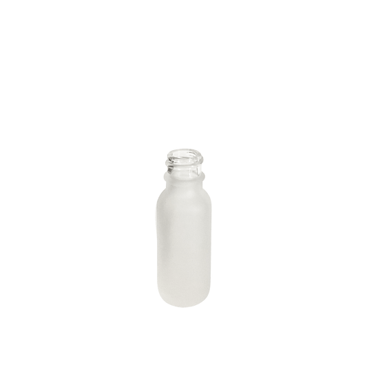 0.5 oz (15 ml) Frosted Clear Glass Boston Round 18-400 Bottle - World of Aromas