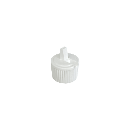 White PE 24-410 Ribbed Skirt Flip Top Dispensing Cap - World of Aromas
