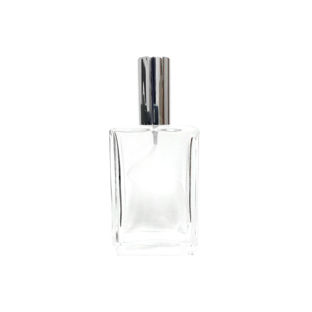 1.7 oz (50 ml) Clear Glass Rectangular Perfume Bottle With Silver Lipstick Sprayer - World of Aromas