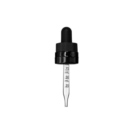 (15 ml) Black CRC/TE 18 DIN (18-410) Dropper with 65mm Graduated Glass Pipette - World of Aromas