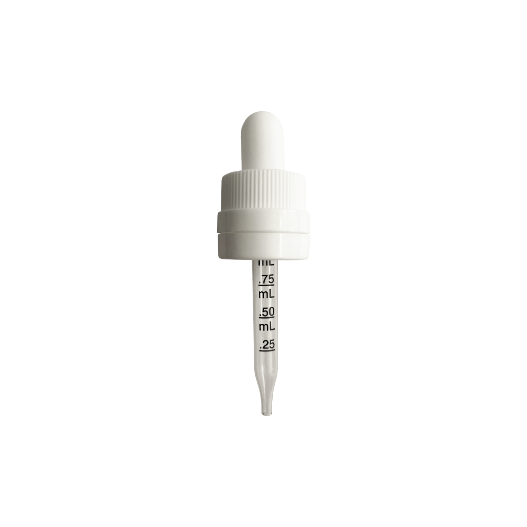 (15 ml) White CRC/TE 18 DIN (18-410) Dropper with 65mm Graduated Glass Pipette - World of Aromas