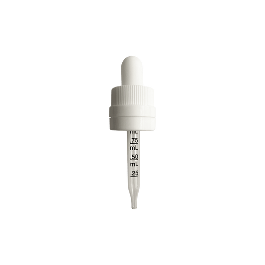 (15 ml) White CRC/TE 18 DIN (18-410) Dropper with 65mm Graduated Glass Pipette - World of Aromas