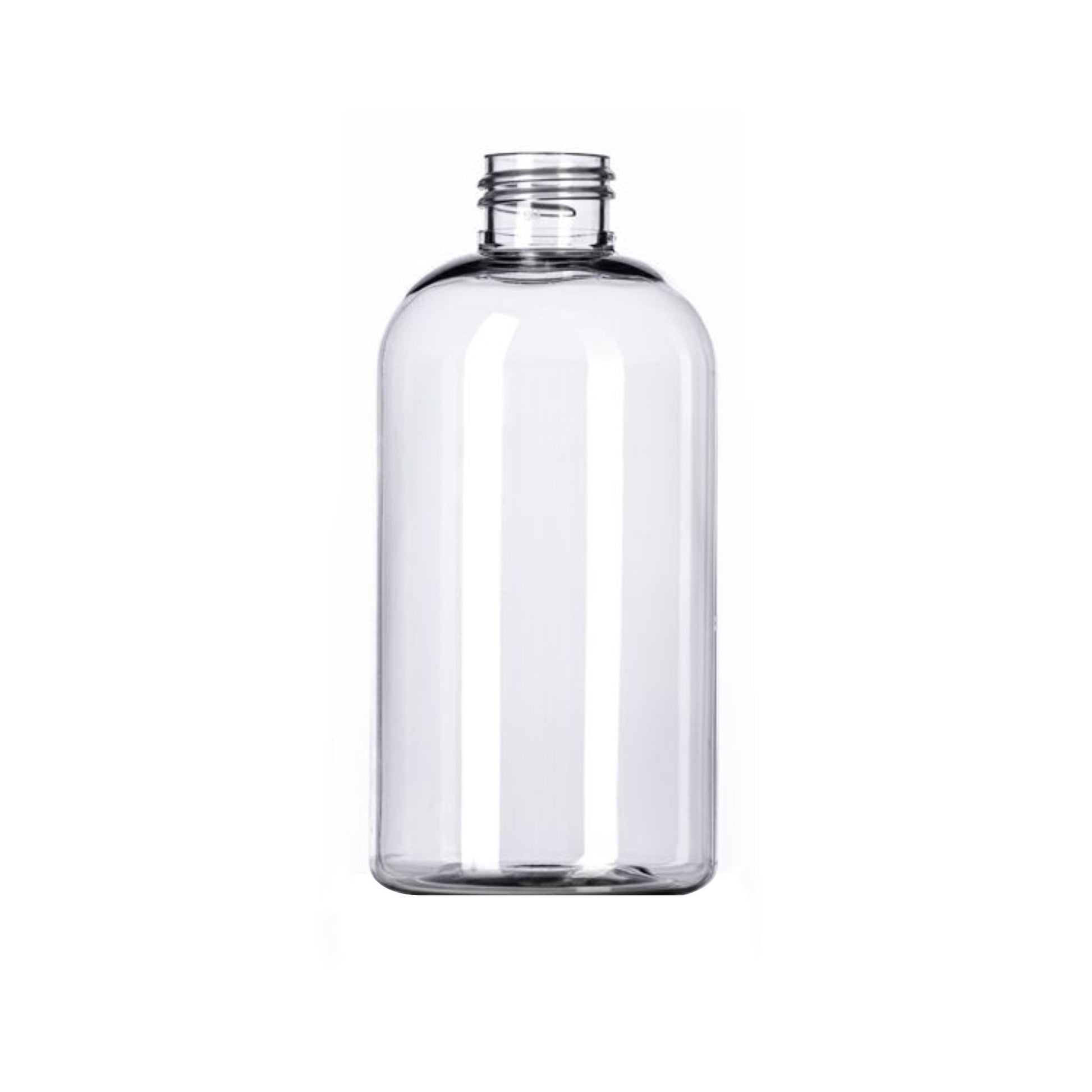 8 oz (240 ml) Clear PET Squat Boston Round 24-400 Bottle - World of Aromas