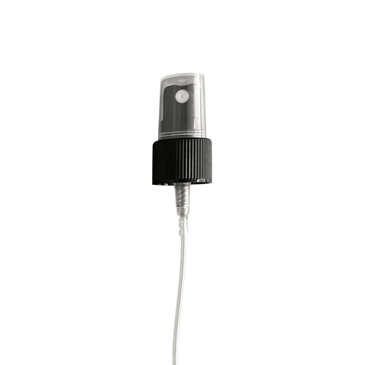 Black Ribbed Skirt 20-410 Fine Mist Sprayer with 110mm Dip Tube - World of Aromas