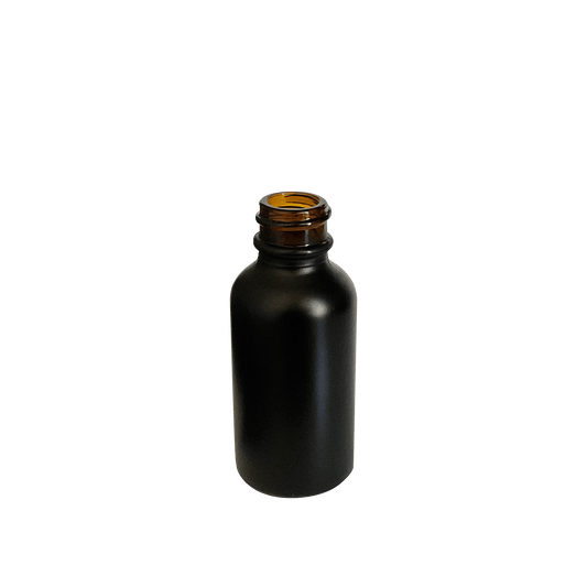 1 oz (30 ml) Matte Black Glass Boston Round 20-400 Bottle - World of Aromas