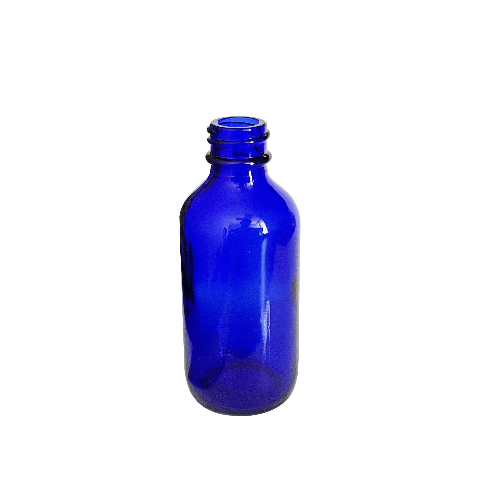 2 oz (60 ml) Cobalt Blue Glass Boston Round 20-400 Bottle - World of Aromas